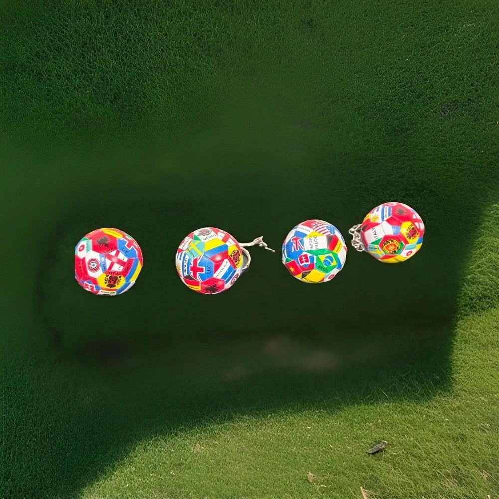 Mini Soccer Ball Key Chain Lot Of 4 Football Falls 3 D 1.25
